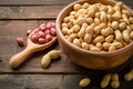 Snack time joy Bowl of shelled peanuts ready for consumption Royalty Free Stock Photo