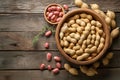 Snack time joy Bowl of shelled peanuts ready for consumption Royalty Free Stock Photo