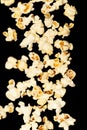 Snack of watching movie concept, Arrangement of sweet popcorn isolated on black background Royalty Free Stock Photo