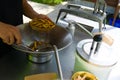 Snackbar selling fries on the street fair Royalty Free Stock Photo