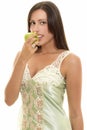 Snacking Healthy, woman with apple