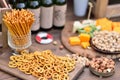 Snacks, beer and cheese, nuts Royalty Free Stock Photo