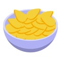 Snacks bowl icon, isometric style