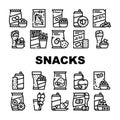 Snacks Food And Drink Collection Icons Set Vector