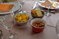 Snacks and Wine Glasses on Beautifully Served Table - Family Meal Royalty Free Stock Photo