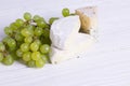 Snacks with wine - various types of cheeses, figs, nuts, honey, grapes Royalty Free Stock Photo