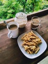 Snacky time coffee fit fries Royalty Free Stock Photo