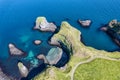 Snaefellsnes peninsula with vibrant sea and rock formation on Atlantic coastal at Arnastapi