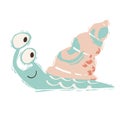 Snail baby cute print. Sweet sea animal.