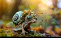A snail with big eyes and a crown Royalty Free Stock Photo