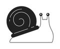 Snail with big golden spiral shell monochrome flat vector object Royalty Free Stock Photo