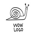 Snail black and white snail logo design