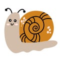Snail character. Concept of stickers of cute and funny insects and garden animals for children.