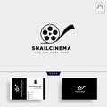 snail cinema movie video simple art film logo template vector illustraition