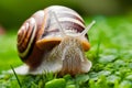 Snail close up, macro photography of garden snail, wildlife