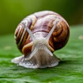 Snail close up, macro photography of garden snail, wildlife