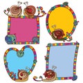 Snail crazy colorful frame set Royalty Free Stock Photo