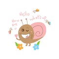 Snail crazy monster hello card