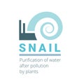 Snail is a creative flat logo symbol suitable for industrial organization. Unusual and beautiful vector sign water Royalty Free Stock Photo