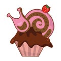 snail cupcake. Vector illustration decorative design