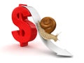 Snail and Dollar (clipping path included) Royalty Free Stock Photo
