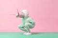 a snail dressed in sportswear concept of Anthropomorphism and Humor, created with Generative AI technology