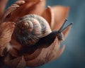 Snail on Dried Flower Closeup Macro Photography Royalty Free Stock Photo