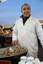 Snail food stall seller in Jemaa Al Fnaa in Marrkesh.