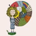 Snail girl Royalty Free Stock Photo