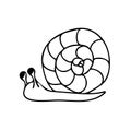 Snail hand drawn in doodle style. element scandinavian monochrome minimalism simple element. clam, spring, summer. design card, Royalty Free Stock Photo