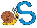 Snail holding letter S Royalty Free Stock Photo