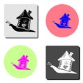 Snail with house. flat vector icon