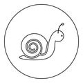 Snail icon black color in round circle