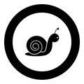 Snail icon black color in round circle