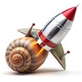 a snail with a jetpack nervously Royalty Free Stock Photo