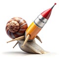 a snail with a jetpack nervously Royalty Free Stock Photo