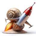 a snail with a jetpack nervously Royalty Free Stock Photo