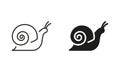 Snail Line and Silhouette Icon Set. Slug in Shell Crawl Pictogram. Helix Slow, Cute Escargot Moving. Slimy Eatable Royalty Free Stock Photo