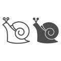 Snail line and solid icon, wildlife concept, mollusk with spiral shell sign on white background, Garden snail icon in