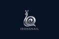 Snail Logo Metallic 3D design vector template. Luxury Steel Metal Logotype concept