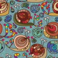 Snail love crazy seamless pattern