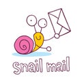 Snail mail cartoon character Royalty Free Stock Photo