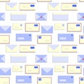 Snail mail letters envelopes seamless pattern, vector