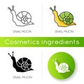 Snail mucin icon. Skincare natural component. Organic delicate product. Healing effect. Repairing effect for skin