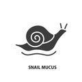 Snail with mucus glyph icon. Mucin for cosmetology vector symbol