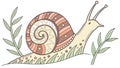 Snail with Patterned Shell Vector, Decorative Garden Creature Art, vector design Generative AI Royalty Free Stock Photo