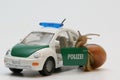 Snail and policecar Royalty Free Stock Photo