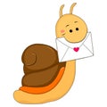 snail postman carries a letter of love Royalty Free Stock Photo