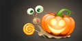 Snail with pumpkin and lollipop