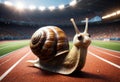 Snail runs on the racetrack. Generative AI